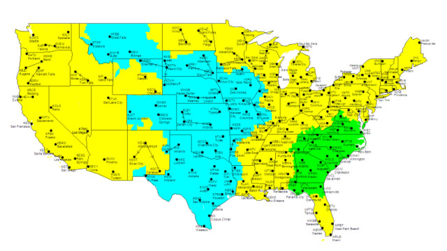 ABC Coverage Map - Football - November 7, 2009