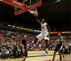 LaRon Dendy throws down a big dunk in the home opener