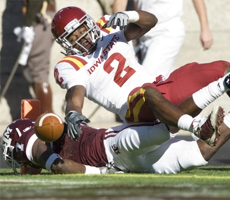 James Smith forced a Uzoma Nwachukwu fumble as he was heading into the end zone - The Eagle (Stuart Villanueva)